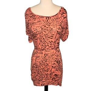 H&M lightweight Coral Animal Print cover up mini dress women’s size small